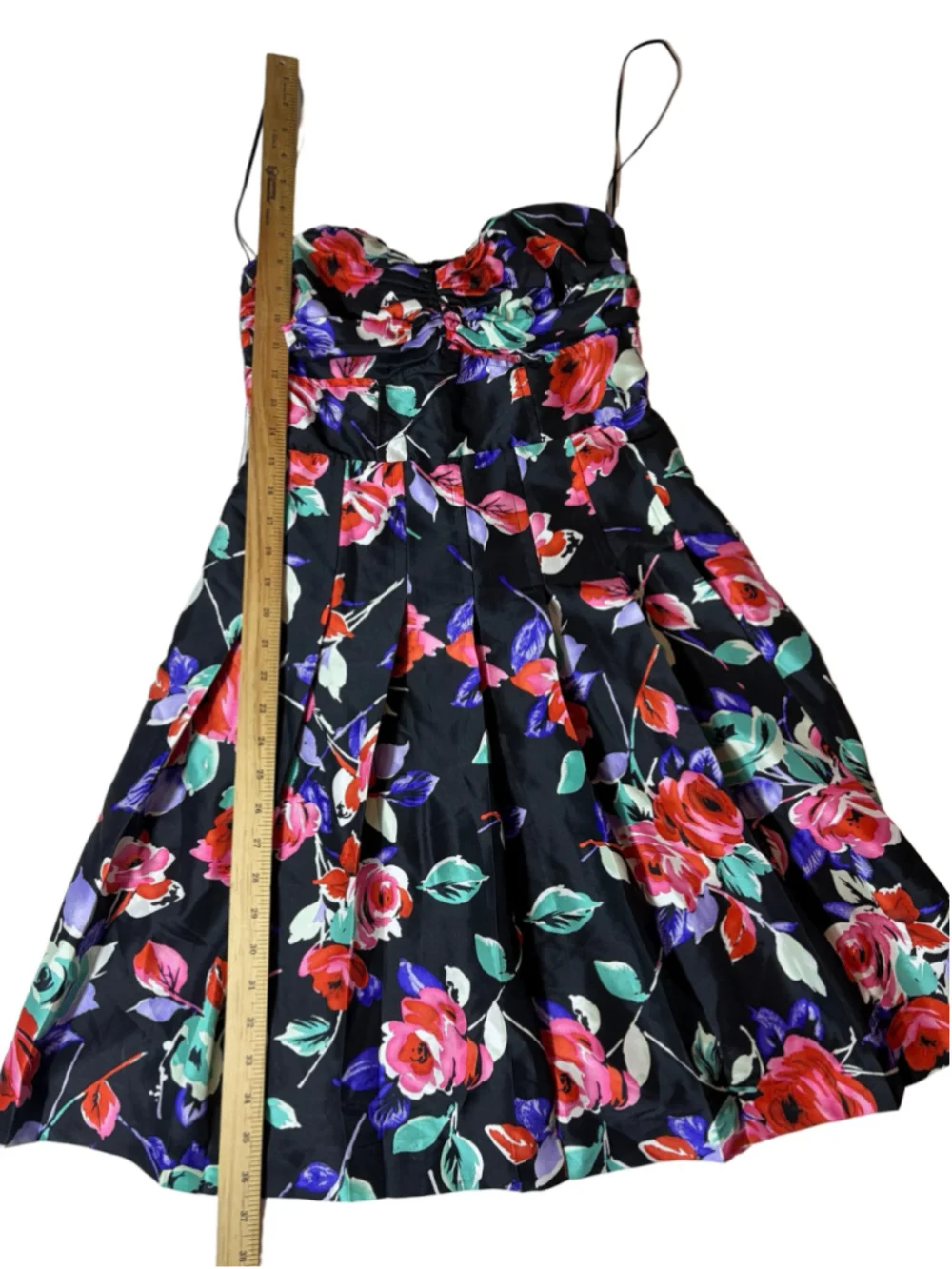 Express Womens 2 Y2K Silk Floral Bustier Fit Flare Party Dress Black